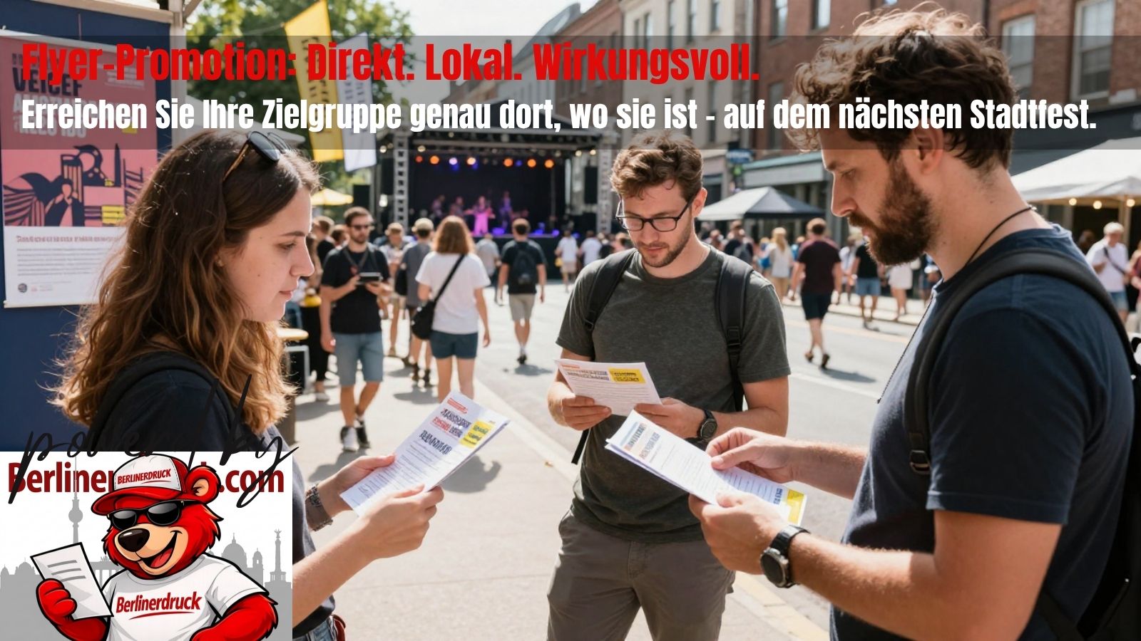 Flyer für Events, Festivals und Stadtfeste zur effektiven Besuchergewinnung Offline-Werbung mit Flyern für mehr Besucher und höhere Reichweite bei Veranstaltungen